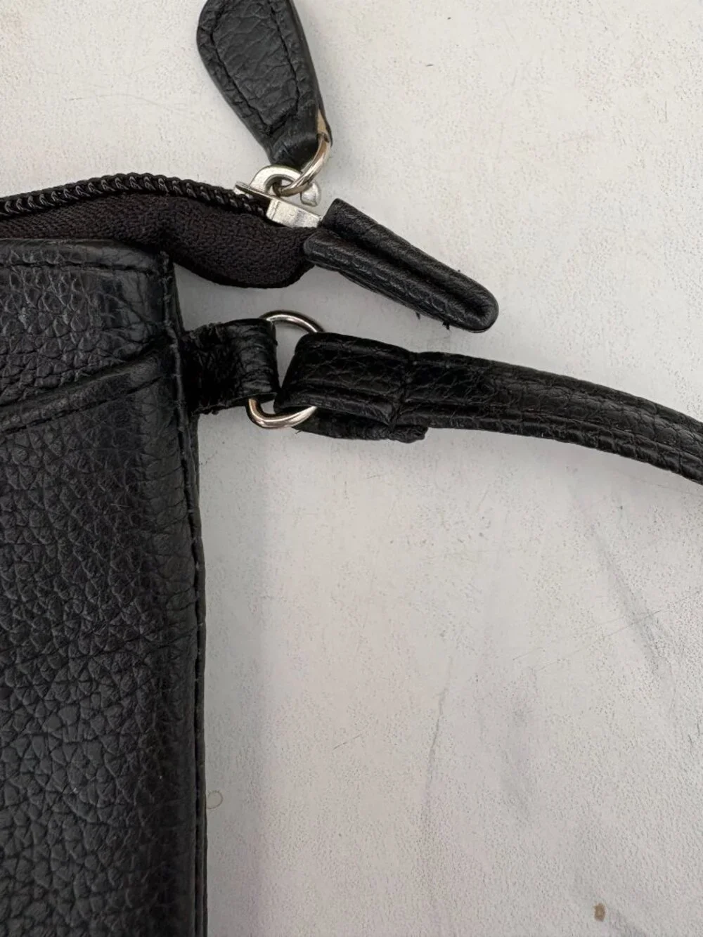 Giani Bernini Black Double zipper Leather Crossbody Bag Purse Adjustable strap